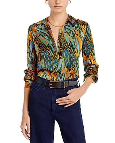 L Agence L'agence Tyler Printed Silk Long Sleeve Shirt In Blue Multi