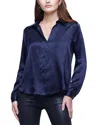 L'agence Tyler Silk Blouse In Blue