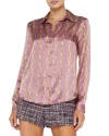 L Agence Tyler Silk Blouse In Mauve Rose Metallic Chain In Black