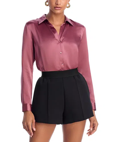 L Agence L'agence Tyler Silk Button Front Blouse In Purple