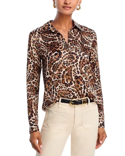 L'AGENCE L'AGENCE TYLER SILK PRINTED LONG SLEEVE BLOUSE
