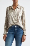 L Agence Tyler Snake Silk Blouse In Tan Multi Snake