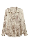 L Agence Tyler Snake Silk Blouse In Tan Multi Snake