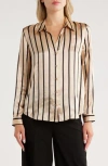 L Agence L'agence Tyler Stripe Long Sleeve Silk Button-up Shirt In Multi