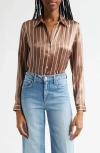 L Agence L'agence Tyler Stripe Silk Button-up Shirt In Multi