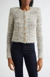 L Agence Una Cardigan In Black/ivory/gold Multi