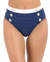 L Agence Vanessa Colorblock Chic High-waist Bikini Bottoms In Marine
