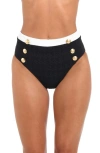 L Agence Vanessa Colorblock Chic High-waist Bikini Bottoms In Black