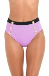 L Agence L'agence Vanessa Colorblock High Waist Bikini Bottoms In Light Violet