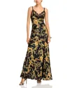 L Agence Venice Silk Gown In Black Gold