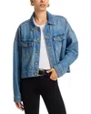 L Agence L'agence Vianney High-low Crop Denim Jacket In Blue