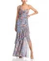 L Agence Viola Silk Cowl-neck Gown In Periwinkle