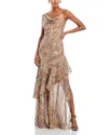 L Agence L'agence Viola Cowl Neck Silk Gown In Multi