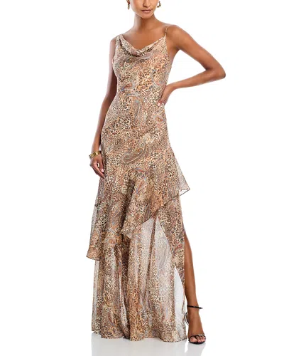 L Agence L'agence Viola Cowl Neck Silk Gown In Multi