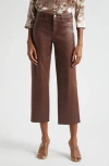 L Agence L'agence Wanda High Waist Crop Wide Leg Jeans In Chocolate Truffle Coated