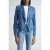 L Agence Wayne Cropped Double-breasted Denim Jacket In Tucson