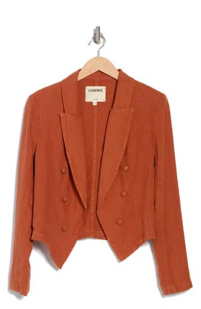 L Agence L'agence Wayne Double Breasted Linen Crop Blazer