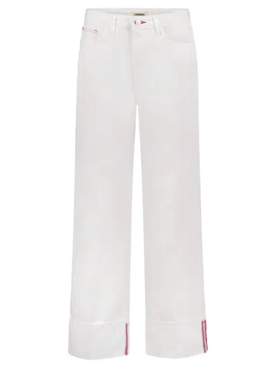 L Agence L'agence White Cotton Denim Jeans With Belt Loops