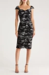 L Agence L'agence Winslow Ruched Mesh Midi Dress