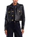 L'agence Winsome Studded Crop Leather Jacket In Black