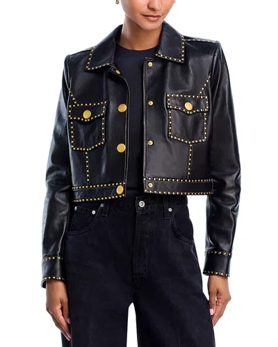 L'AGENCE L'AGENCE WINSOME LEATHER CROP STUDDED JACKET