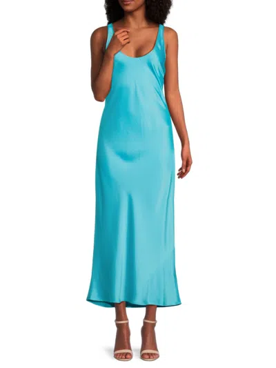 L Agence L'agence Women's Akiya Sleeveless Satin Midi-dress In Blue