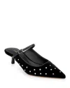 L Agence L'agence Edith Mary Jane Pointed Toe Kitten Heel Mule In Black Velvet