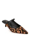 L Agence L'agence Edith Mary Jane Pointed Toe Kitten Heel Mule In Leopard Hair Calf
