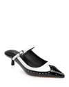 L Agence L'agence Elle Wingtip Pointed Toe Mary Jane Kitten Heel Mule In Black/white