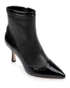 L'agence Ember Wingtip Pointed Toe Bootie In Black Leather