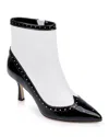 L'agence Ember Wingtip Pointed Toe Bootie In Black/white