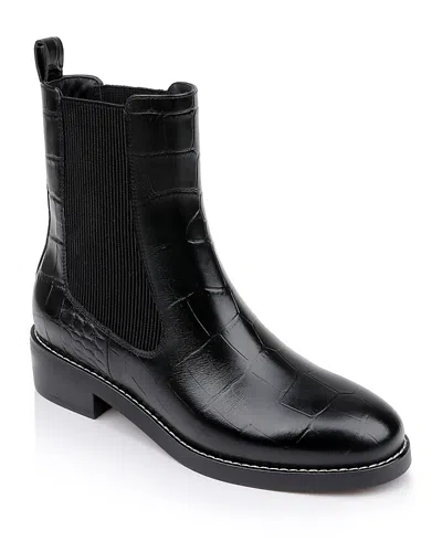 L Agence L'agence Women's Emma Chelsea Boots In Black Croco Embossed