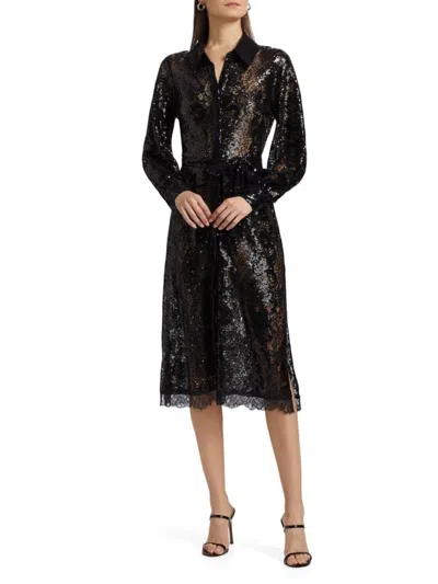 L Agence L'agence Women's Frida Embellished Lace Button-front Midi-shirtdress