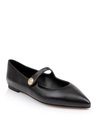 L Agence L'agence Gersende Mary Jane Pointed Toe Flat In Black Leather