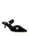 L Agence L'agence Gilliane Mary Jane Pointed Toe Kitten Heel Mule In Black Suede