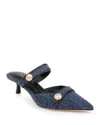 L Agence L'agence Gilliane Mary Jane Pointed Toe Kitten Heel Mule In Dark Denim