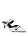 L Agence L'agence Gilliane Mary Jane Pointed Toe Kitten Heel Mule In White Leather