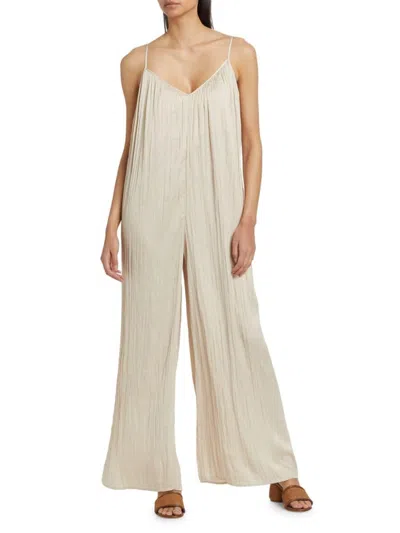 L Agence L'agence Women's Hina Pleated Jumpsuit In Cream