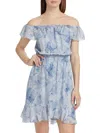 L Agence Leonie Silk Off-the-shoulder Dress In Blue Multi