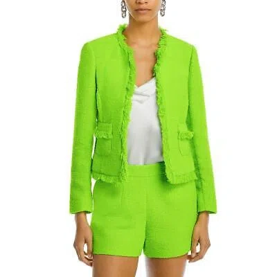 Pre-owned L Agence L'agence Womens Angelina Tweed Cropped Open-front Blazer Jacket Bhfo 1172 In Green