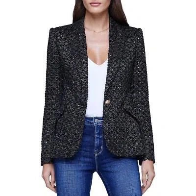 Pre-owned L Agence L'agence Womens Chamberlain Black Tweed One-button Blazer Jacket 2 Bhfo 0316 In Black Multi