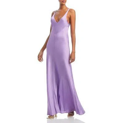Pre-owned L Agence L'agence Womens Clea Satin Scoop Neck Maxi Slip Dress Bhfo 9739 In Purple