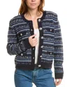 L Agence L'agence Woodson Strap Knit Wool-blend Jacket In Blue