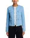 L Agence Yari Faded Collarless Denim Jacket In Euclid