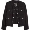 L Agence L'agence Yari Collarless Denim Jacket In Noir