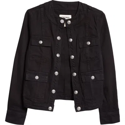 L Agence L'agence Yari Collarless Denim Jacket In Noir