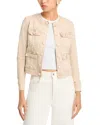 L Agence Yari Collarless Denim Jacket In Biscuit