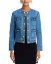 L Agence Yari Collarless Denim Jacket In La Jolla