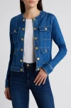 L Agence Yari Faded Collarless Denim Jacket