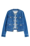 L'agence Yari Faded Collarless Denim Jacket In Apollo